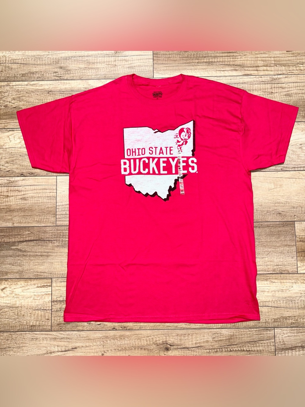 Ohio State Buckeyes NCAA Varsity Authentic Brutus State Logo Red T Shirt Mens XL